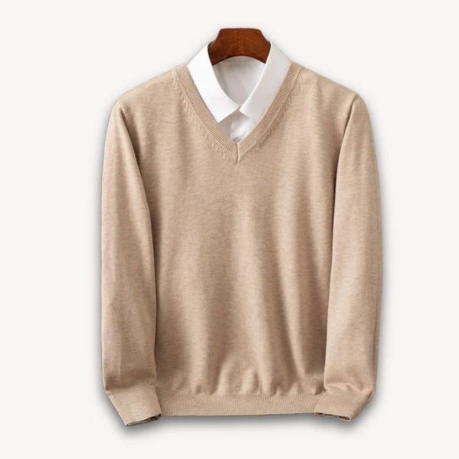 Men's V-Neck Cashmere Sweater - Slim Fit, Soft & Lightweight, Casual & Formal Wear