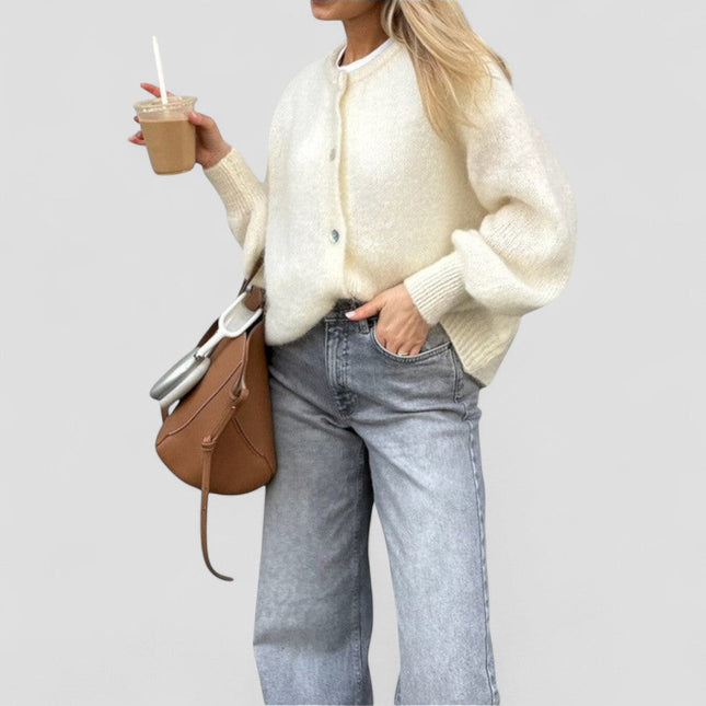 Women's Relaxed Fit Knit Cardigan with Buttons
