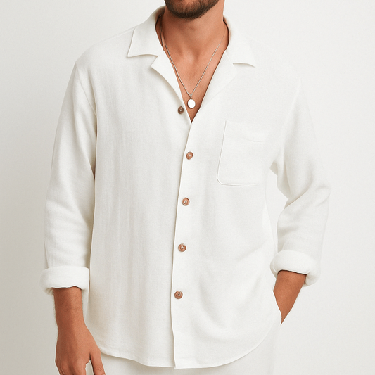 Men’s Casual Long Sleeve Shirt Cotton Linen Blend