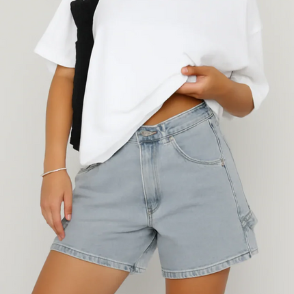 Women's Denim Shorts Mid-Rise Relaxed Fit