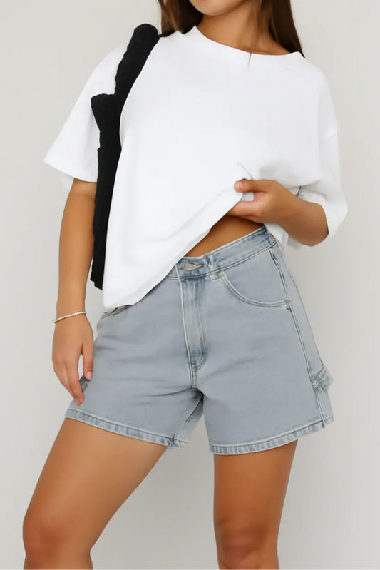 Women's Denim Shorts Mid-Rise Relaxed Fit