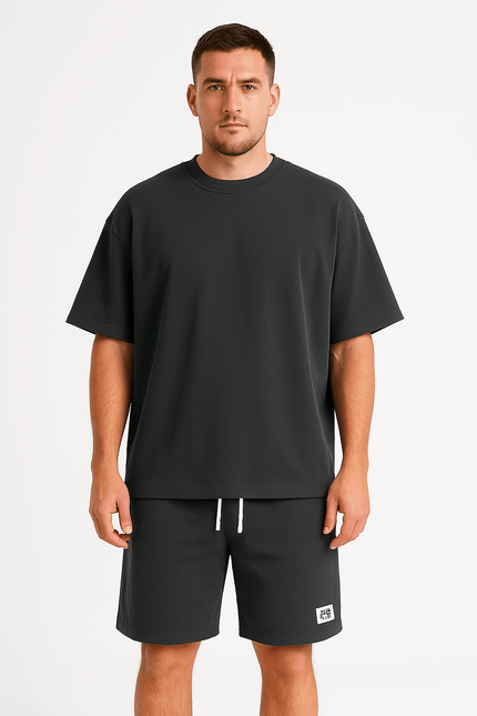 Men’s Relaxed Fit Athletic Set – Breathable Cotton Short Sleeve Top & Drawstring Shorts