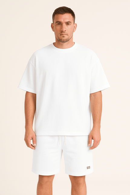 Men’s Relaxed Fit Athletic Set – Breathable Cotton Short Sleeve Top & Drawstring Shorts