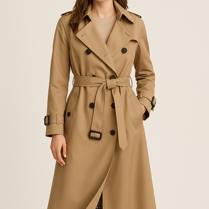 Women's Trench Coat Double Button Design