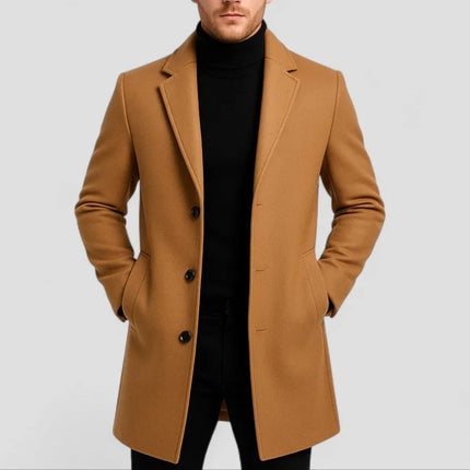 Men's Mid-Length Overcoat Wool Blend