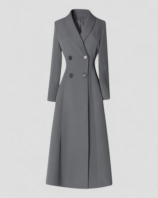 Women's Elegant Long Trench Coat with Buttons