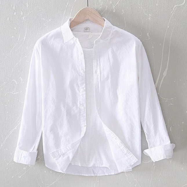 Men's Cotton Button-Up Shirt Relaxed Fit Long Sleeve