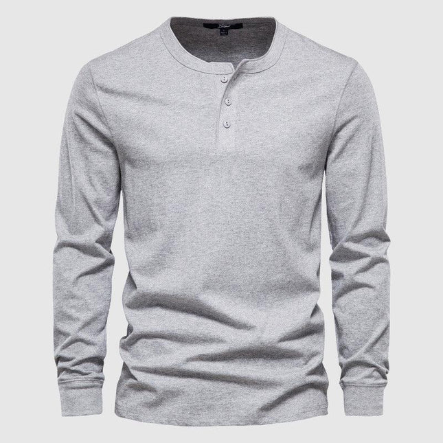 Men's Long Sleeve Henley Shirt Cotton Blend