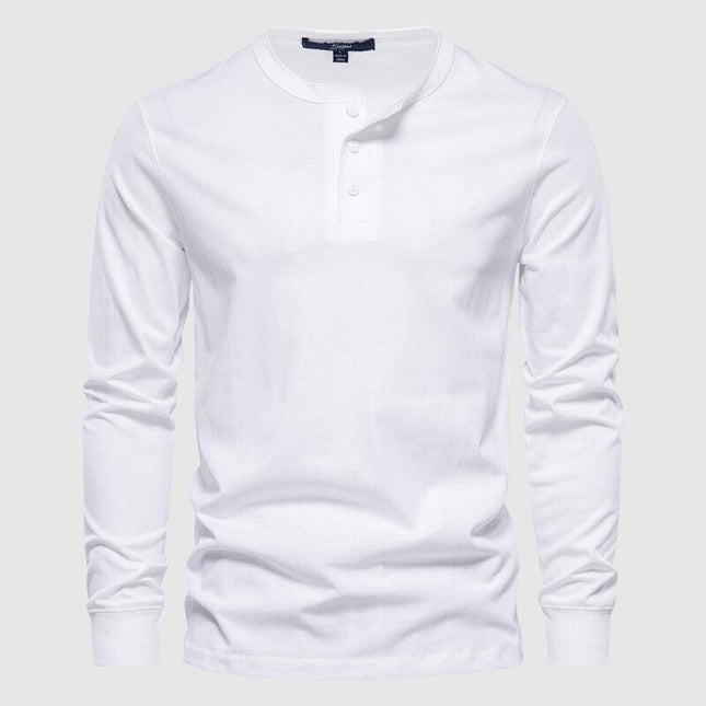 Men's Long Sleeve Henley Shirt Cotton Blend