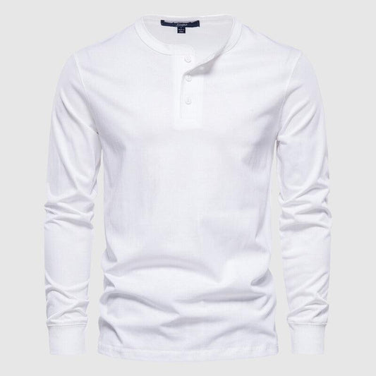 Men's Long Sleeve Henley Shirt Cotton Blend