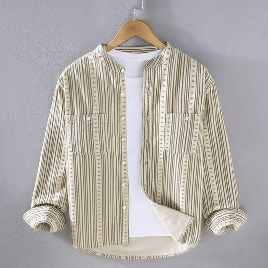 Men's Long Sleeve Striped Shirt Retro Style