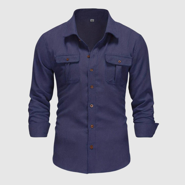 Men's Work Shirt with Epaulettes and Buckle Detail