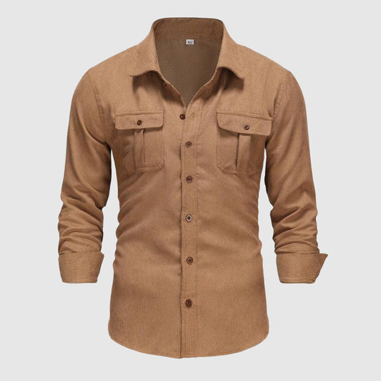 Men's Work Shirt with Epaulettes and Buckle Detail