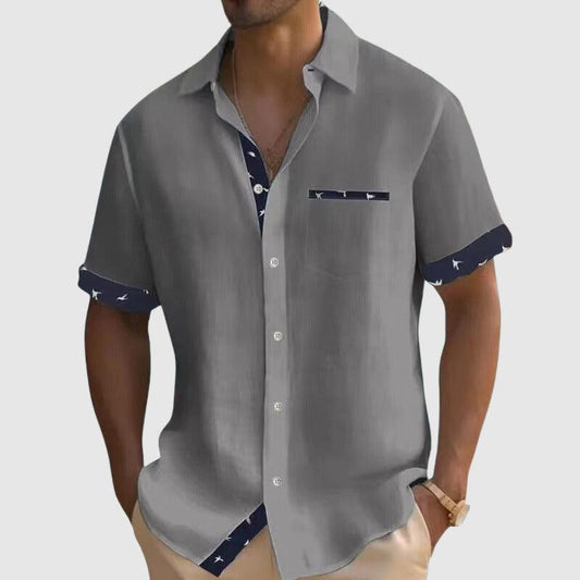 Men's Short-Sleeve Check Pattern Shirt