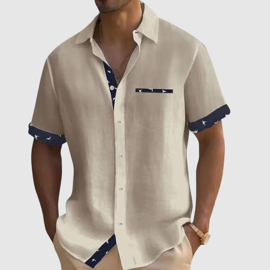 Men's Short-Sleeve Check Pattern Shirt