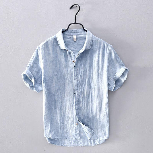 Men’s Short Sleeve Linen Shirt - Lightweight Breathable Fabric