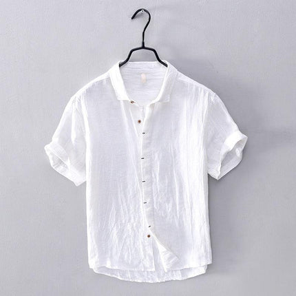Men’s Short Sleeve Linen Shirt - Lightweight Breathable Fabric