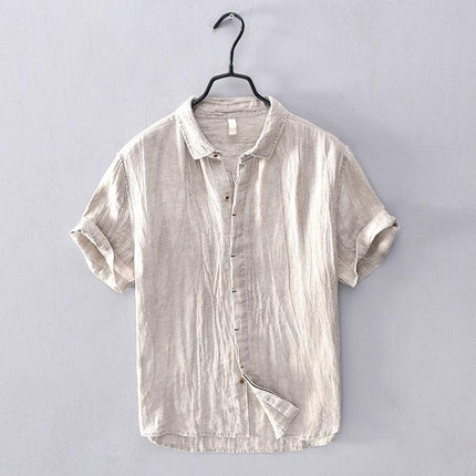 Men’s Short Sleeve Linen Shirt - Lightweight Breathable Fabric