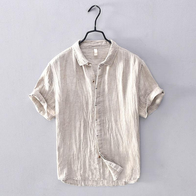 Men’s Short Sleeve Linen Shirt - Lightweight Breathable Fabric