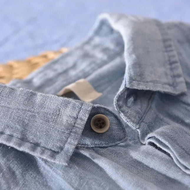 Men’s Short Sleeve Linen Shirt - Lightweight Breathable Fabric