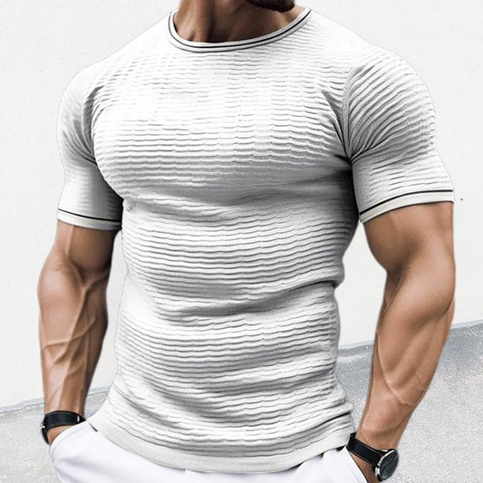 Men’s Short Sleeve Knit Shirt - Ribbed Stretch Fabric