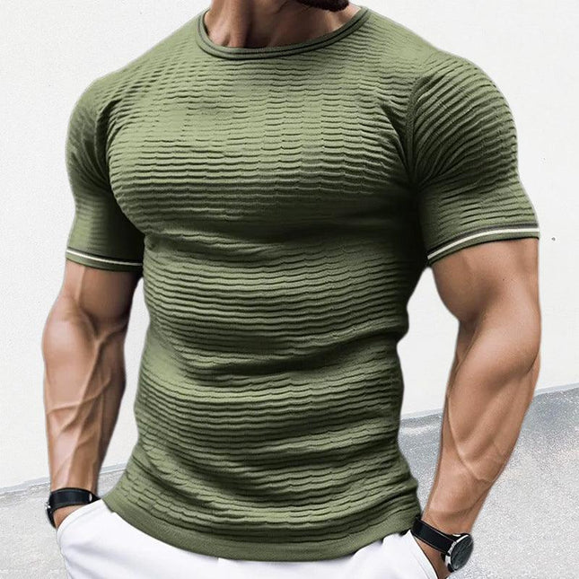 Men’s Short Sleeve Knit Shirt - Ribbed Stretch Fabric