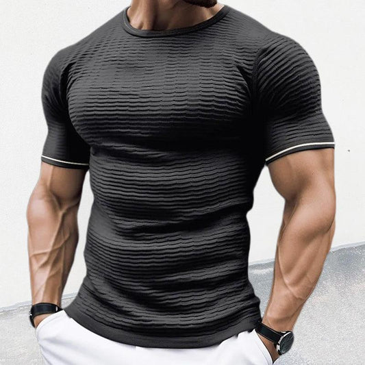 Men’s Short Sleeve Knit Shirt - Ribbed Stretch Fabric