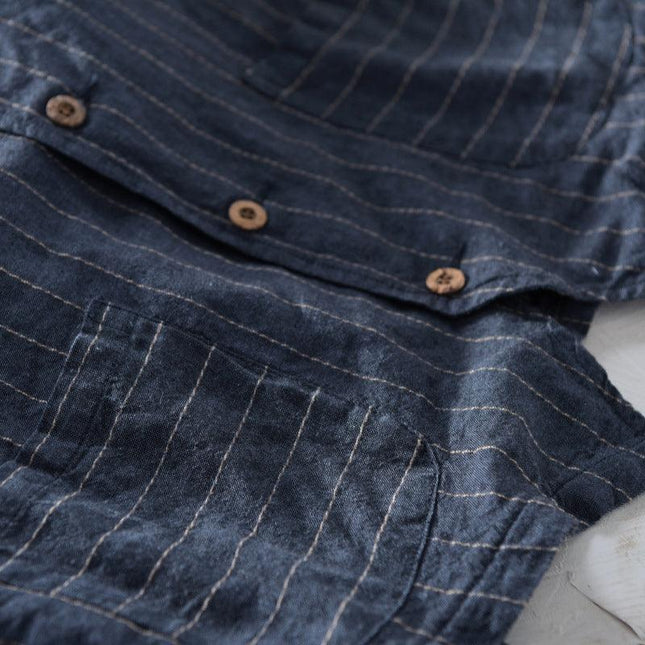 Men's Striped Linen Look Vest Jacket
