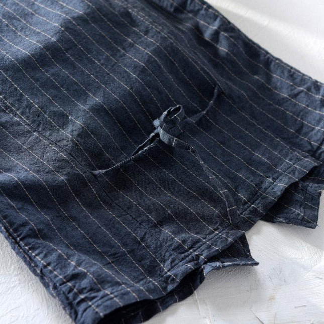 Men's Striped Linen Look Vest Jacket
