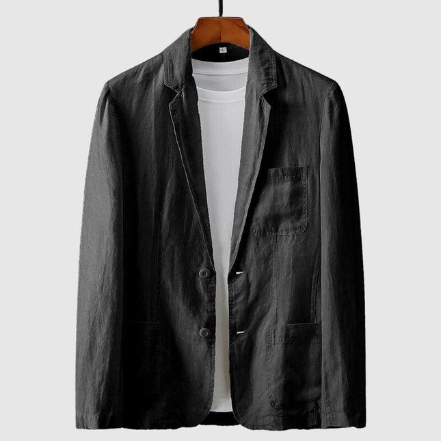 Men’s Linen Blazer Lightweight Regular Fit Single-Breasted Notch Lapel
