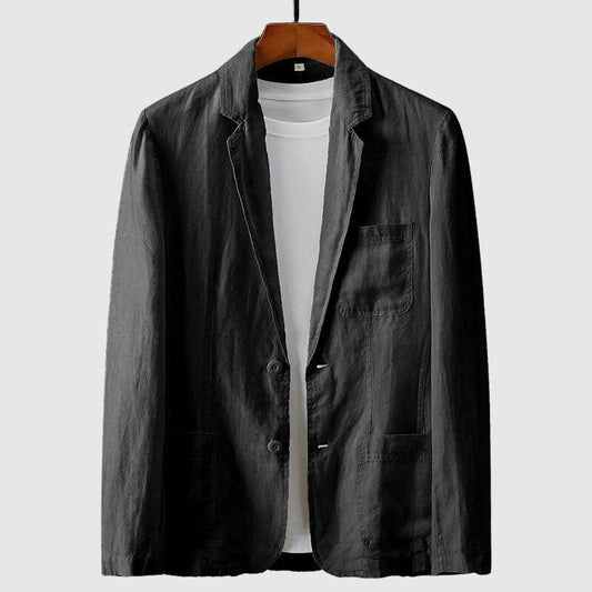 Men’s Linen Blazer Lightweight Regular Fit Single-Breasted Notch Lapel