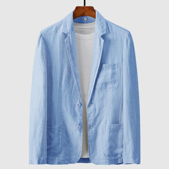 Men’s Linen Blazer Lightweight Regular Fit Single-Breasted Notch Lapel
