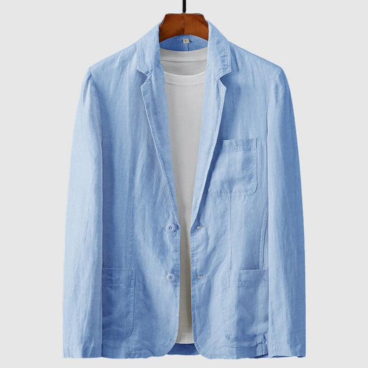 Men’s Linen Blazer Lightweight Regular Fit Single-Breasted Notch Lapel