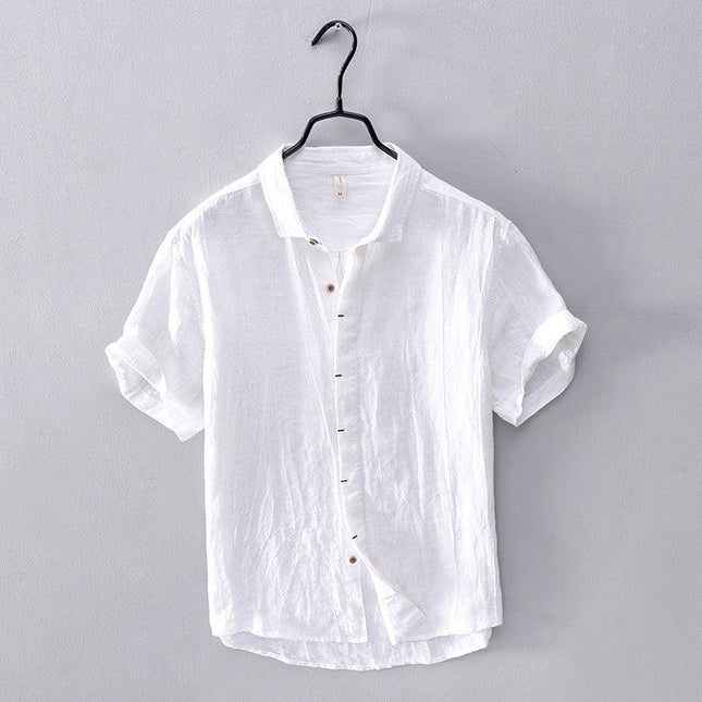 Men's Short-Sleeve Shirt Stand-Up Collar