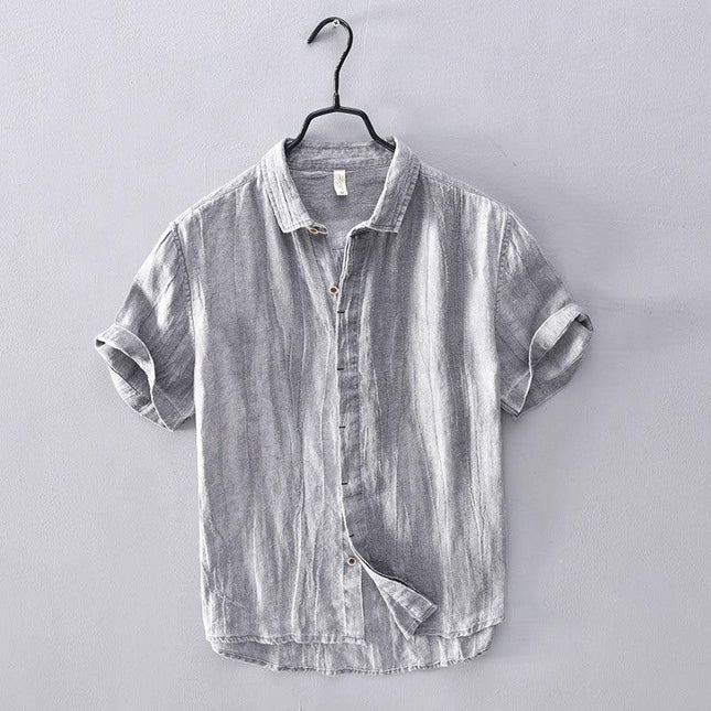 Men's Short-Sleeve Shirt Stand-Up Collar