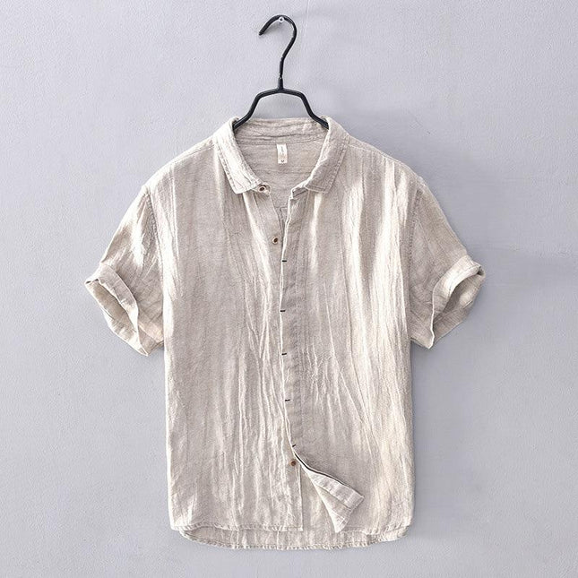 Men's Short-Sleeve Shirt Stand-Up Collar