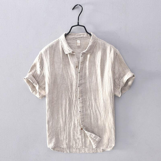 Men's Short-Sleeve Shirt Stand-Up Collar