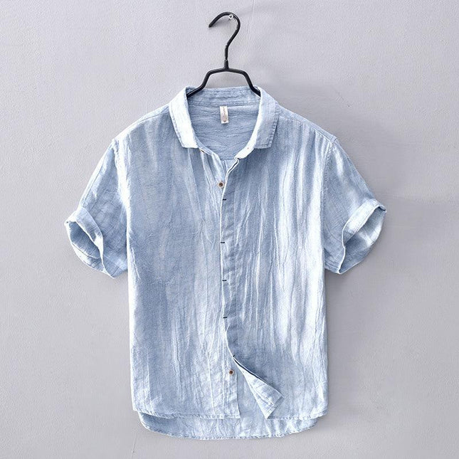 Men's Short-Sleeve Shirt Stand-Up Collar