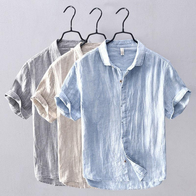 Men's Short-Sleeve Shirt Stand-Up Collar