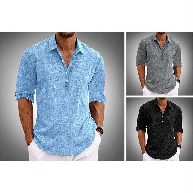 Men's Long Sleeve Casual Shirt - Breathable Fabric, Button Front, Relaxed Fit