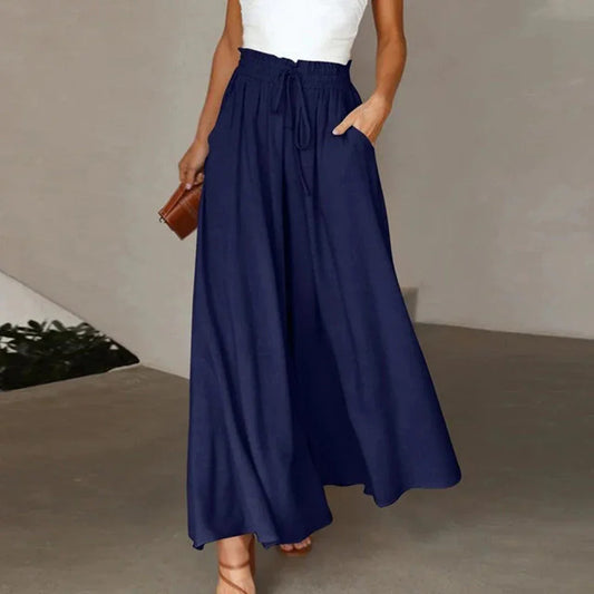 Women's High Waist Maxi Skirt with Pockets - Lightweight Flowing Design
