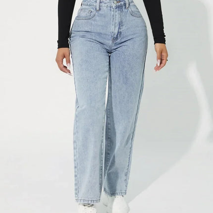 Women's High-Waisted Straight-Leg Jeans Denim