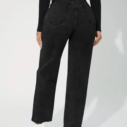 Women's High-Waisted Straight-Leg Jeans Denim