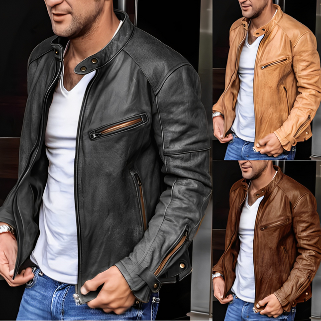 Men's Stand-Up Collar Jacket Vintage Style