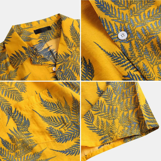 Men's Cotton Shirt with Sunny Fern Print