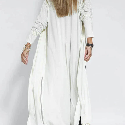 Women’s Long Dress - V-Neck - Relaxed Fit - Long Sleeve - Layered Look - Elegant Style