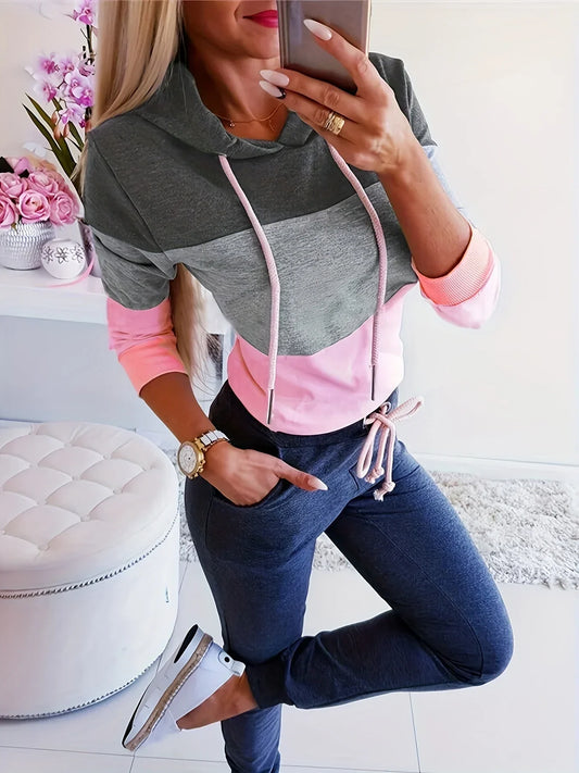 Women's Color Block Sweatshirt Long Sleeve Relaxed Fit