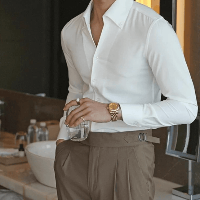 Men’s Slim Fit Cotton Button-Up Shirt