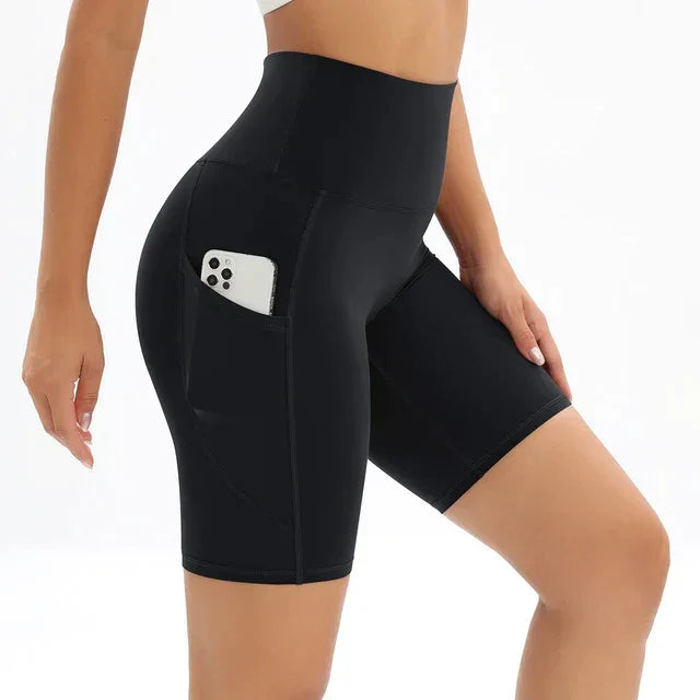 Women's High Waist Fitness Shorts with Pocket