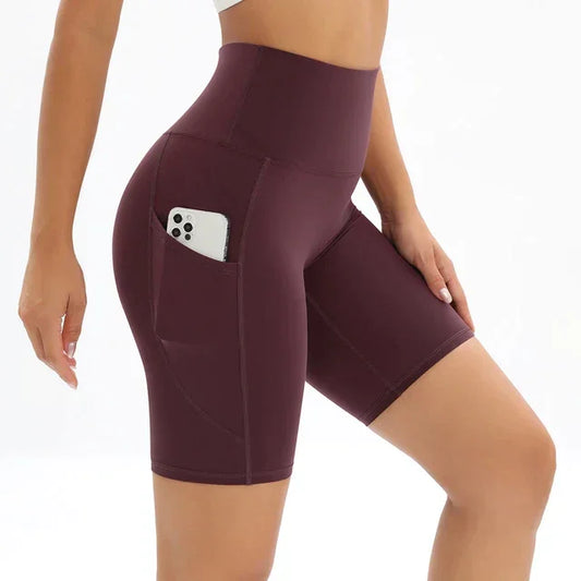 Women's High Waist Fitness Shorts with Pocket